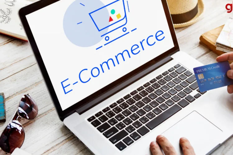E-commerce warehouse with robots sorting packages for fast delivery
